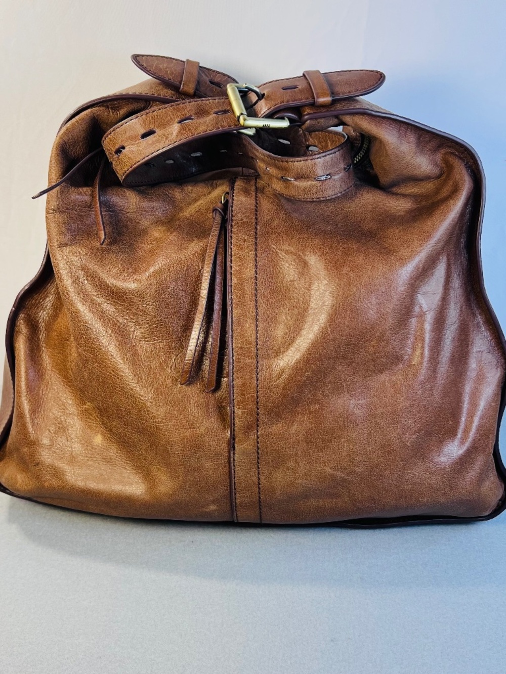Brown Hobo Marley Soft Distressed Leather Single Adjustable Strap. Slouchy